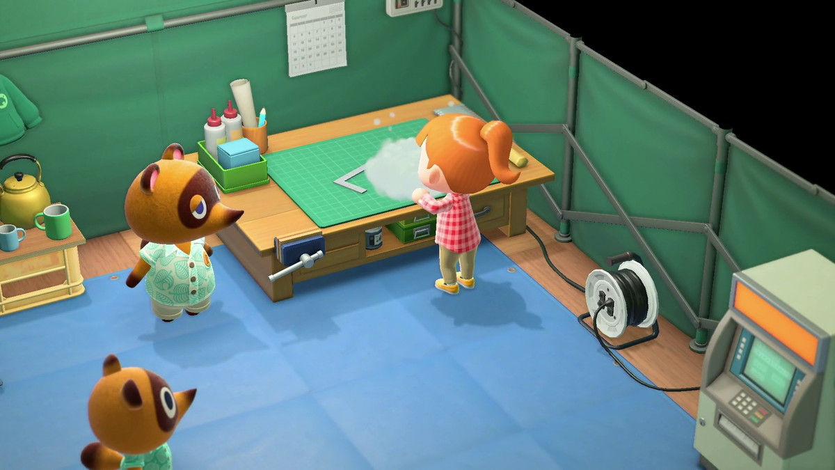Animal Crossing: New Horizons - en un banco de trabajo