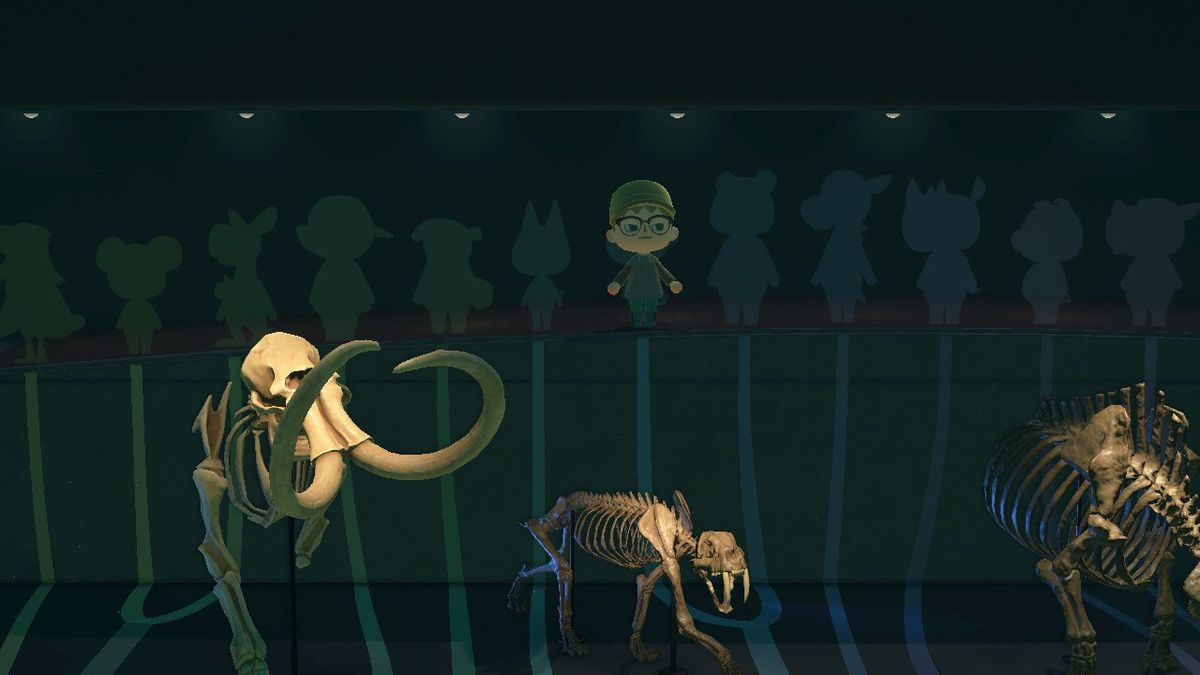 El tigre dientes de sable y el mamut en el museo de Animal Crossing New Horizons