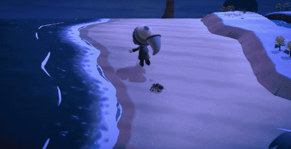 Un GIF animado de una araña persiguiendo a un aldeano en Animal Crossing: New Horizons