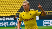 Erling Braut Haaland celebra después de marcar un gol el sábado en el Borussia Dortmund. 