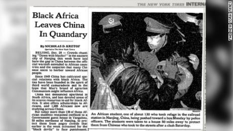 Cobertura del New York Times del incidente de 1988 en Nanjing.